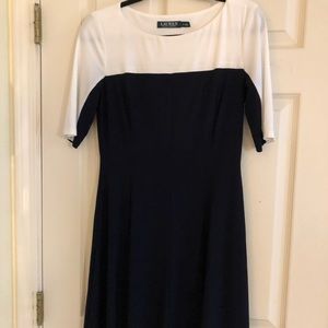 Ralph Lauren two tone (white & dark blue) dress size 8